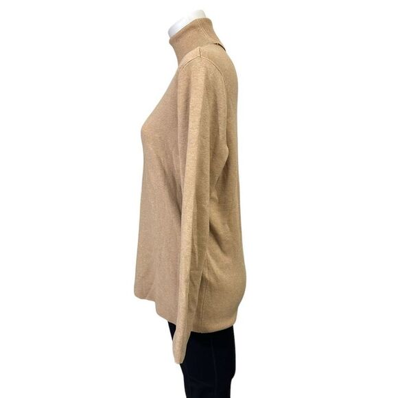 CHICO’s Ligh Brown Ribbed Knit Turtle Neck Sweater Women’s Size 2 / Large - Picture 3 of 8